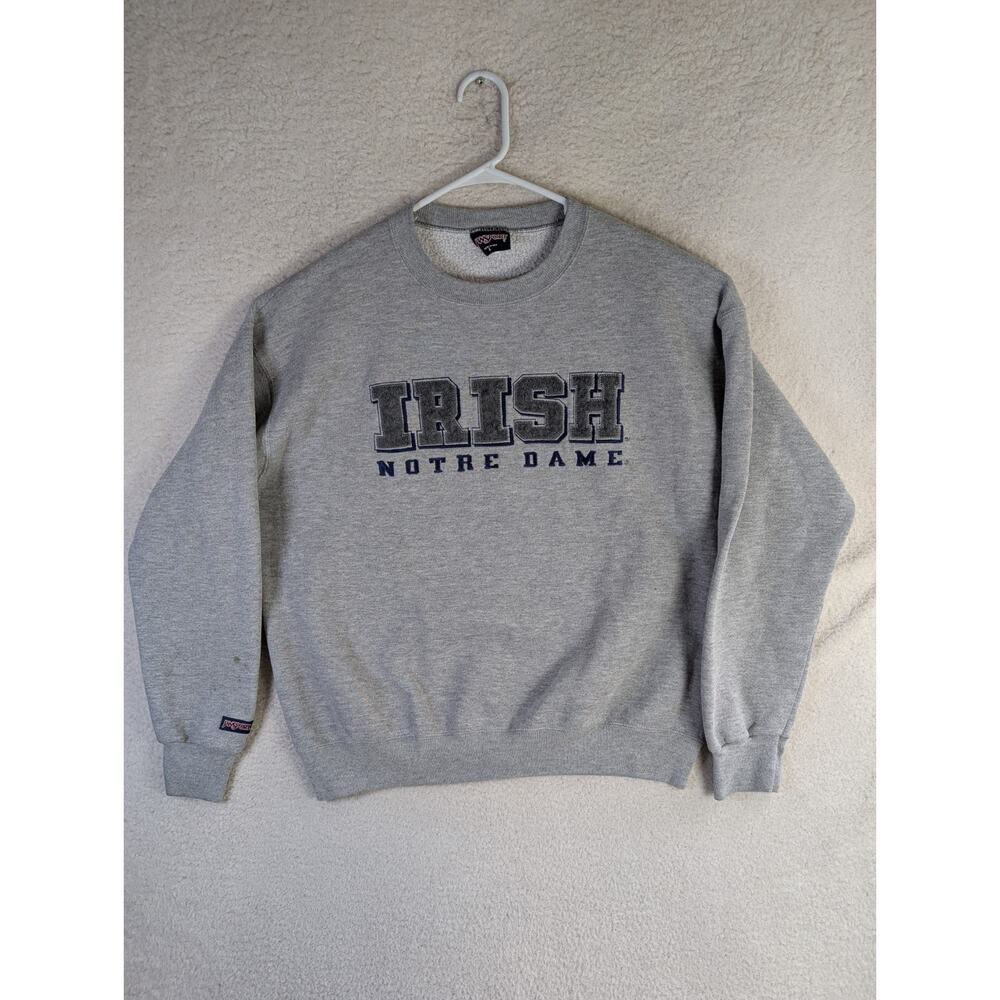 Vintage Notre Dame Irish Sweatshirt Mens Large Gray USA Made Jansport READ